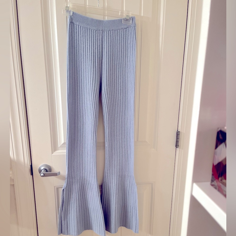 Something Navy Ribbed Knitted Flare Pants Cashmere - Picture 3 of 6